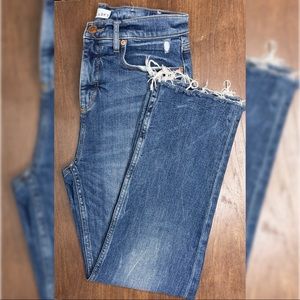 Loft- Straight leg raw hem jeans
